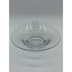 Mid Century Modern Sweden Clear Art Glass Wave Footed Bowl